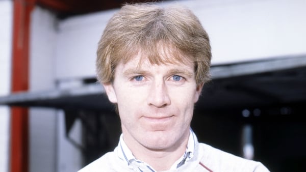 Portrait of Irish Formula One driver Derek Daly during a mid-season testing day at Brands Hatch motor racing circuit, Kent, England, June 24, 1982.