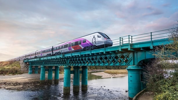 an artists impression of the new the Belfast-Dublin Enterprise train fleet