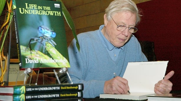 David Attenborough signs copies of Life In The Undergrowth in 2005 