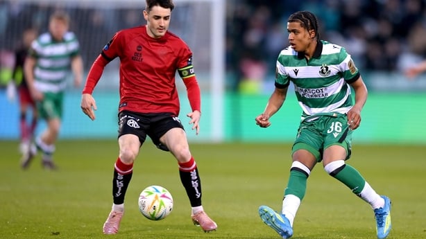 Dublin , Ireland - 17 April 2026; Victor Ozhianvuna of Shamrock Rovers in action against Dawson Devoy of Bohemians during the SSE Airtricity Men's Premier Division match between Shamrock Rovers and Bohemians at Tallaght Stadium in Dublin. (Photo By Stephen McCarthy/Sportsfile via Getty Images)