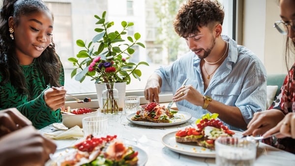 friends having brunch in a restaurant