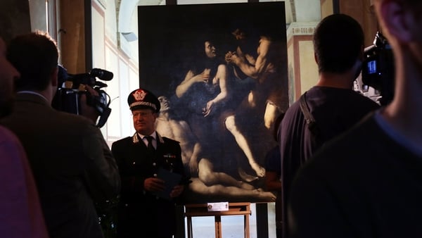 Carabinieri Department For Cultural Heritage Protection Unveil Artworks Recently Recovered From Thefts ROME, ITALY - OCTOBER 09: Commander Mariano Mossa of Carabinieri Department For Cultural Heritage Protection (Tutela Patrimonio Culturale) is being inte