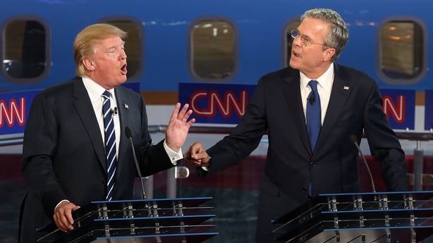 Donald Trump and Jeb Bush take part in a US presidential debate in 2015