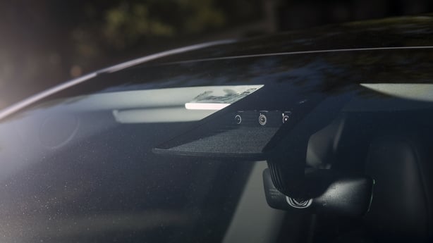 BERKELEY - JUN 30: 2021 Tesla Model Y, equipped with FSD system. Three front facing cameras under windshield near rear view mirror. (Mark Leong for The Washington Post via Getty Images)