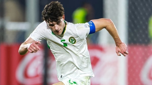 Rory Finneran of Republic of Ireland during the 2025 FIFA U-17 World Cup Round of 16 match between Switzerland and Republic of Ireland at Aspire Zone in Doha, Qatar.