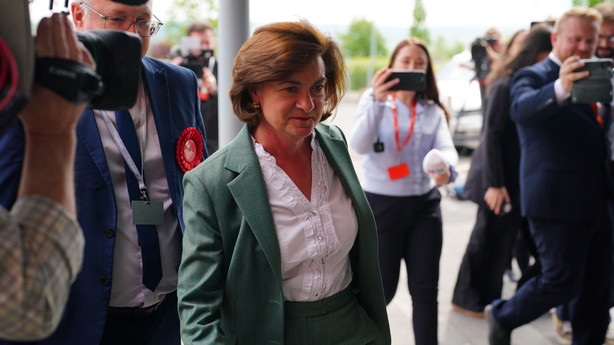 First Minister and Welsh Labour leader Eluned Morgan arrives at the Ysgol Bro Teifi counting centre in Ceredigion. Picture date: Friday May 8, 2026.