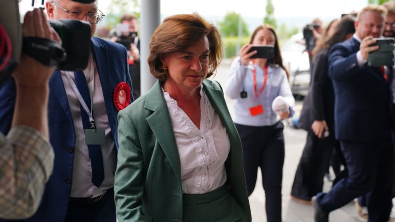 First Minister and Welsh Labour leader Eluned Morgan arrives at the Ysgol Bro Teifi counting centre in Ceredigion. Picture date: Friday May 8, 2026.