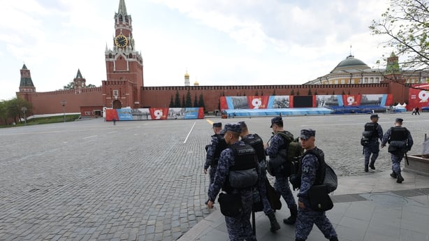 Russian soldiers patrol Red Square