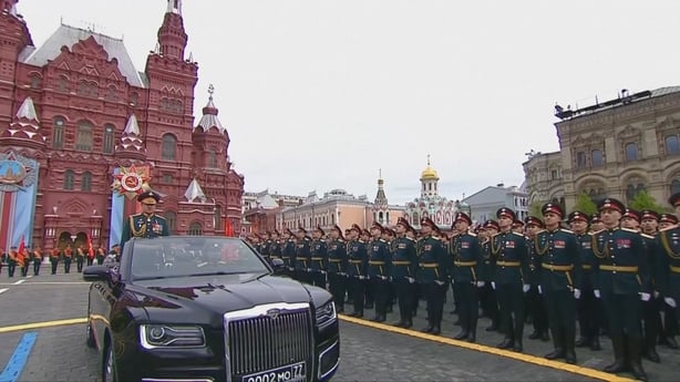 Still image of the military parade in Red Square
