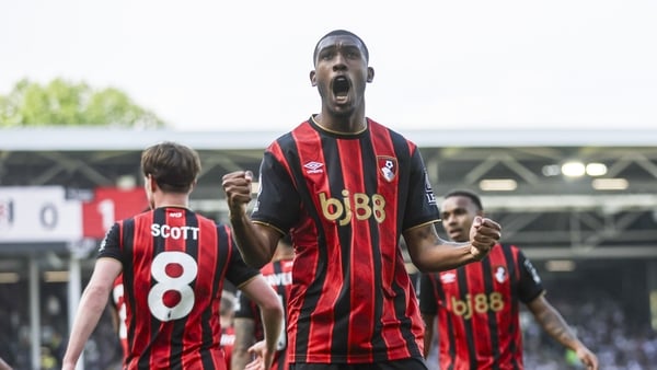 Rayan of Bournemouth celebrates after he scores a goal to make it 1-0 during the Premier League match between Fulham and Bournemouth at Craven Cottage on May 09, 2026 in London, England.