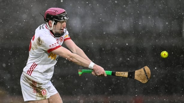 25 January 2025; Rory Weir of Tyrone during the Allianz Hurling League Division 2 match between Tyrone and Derry at O'Neills Healy Park in Omagh, Tyrone. Photo by Ramsey Cardy/Sportsfile