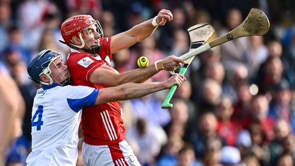 Brian Hayes of Cork in action against Aaron O’Neill of Waterford during the Munster GAA Senior Hurling Championship Round 3 match between Waterford and Cork at Azzurri Walsh Park in Waterford.