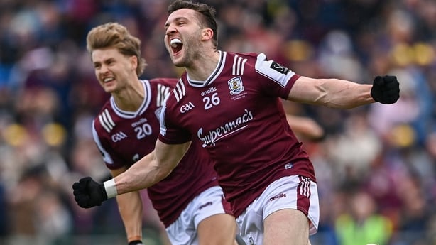 Roscommon , Ireland - 10 May 2026; Damien Comer of Galway celebrates after scoring his side's second goal during the Connacht GAA Football Senior Championship final match between Roscommon and Galway at King & Moffatt Dr Hyde Park in Roscommon. (Photo By Ben McShane/Sportsfile via Getty Images)