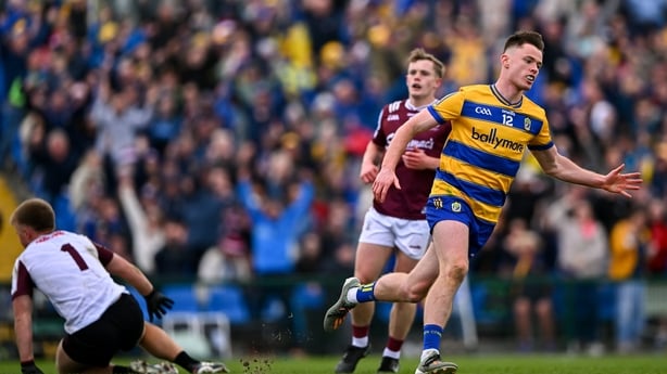 Roscommon , Ireland - 10 May 2026; Darragh Heneghan of Roscommon after scoring his side's third goal during the Connacht GAA Football Senior Championship final match between Roscommon and Galway at King & Moffatt Dr Hyde Park in Roscommon. (Photo By Piaras Ó Mídheach/Sportsfile via Getty Images)