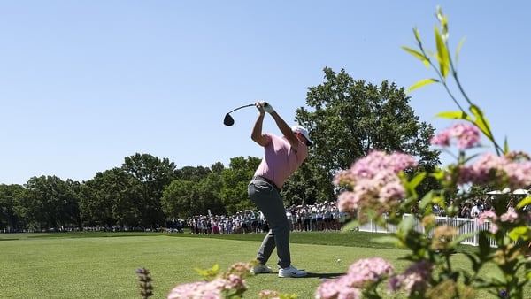 CHARLOTTE, NORTH CAROLINA - MAY 10: Rory McIlroy of Northern Ireland hits a tee shot on the 10th hole during the final round of the Truist Championship 2026 at Quail Hollow Country Club on May 10, 2026 in Charlotte, North Carolina. (Photo by Andrew Reding
