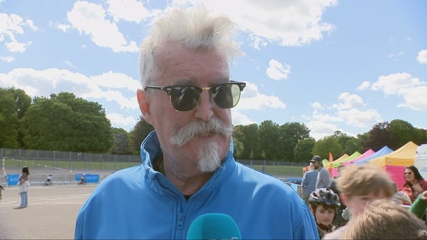 Alec Darragh of Cycling Ireland at a Bike Week event in a park.
