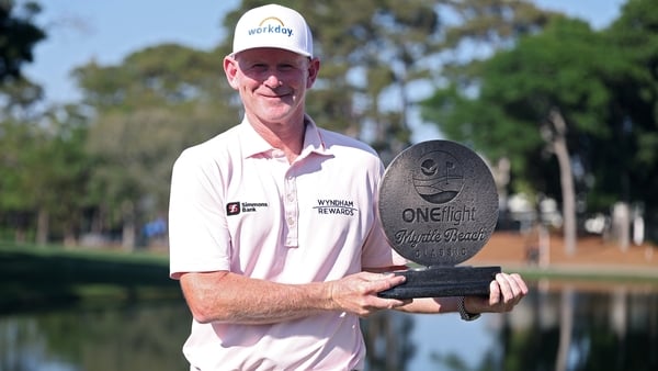 Brandt Snedeker of the United States poses with the winner's trophy after winning the ONEflight Myrtle Beach Classic 2026 at Dunes Golf & Beach Club on May 10, 2026 in Myrtle Beach, South Carolina.