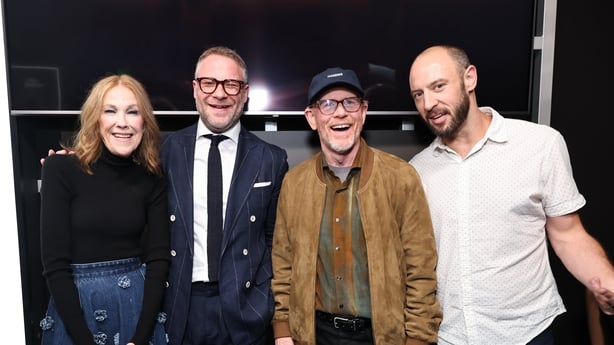 LOS ANGELES, CALIFORNIA - MAY 21: Catherine O'Hara, Seth Rogen, Ron Howard and Evan Goldberg seen at 
