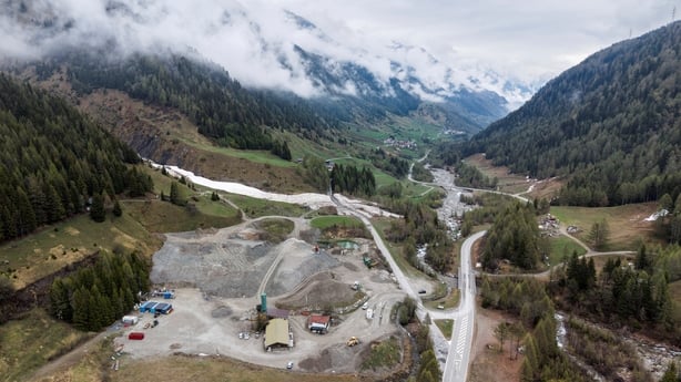 An aerial view of the entrance of the tunnel to the BedrettoLab in the Swiss Alps