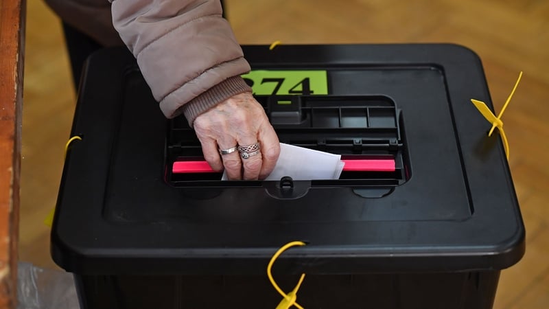 A member of the public casts their vote in a Polling Station in Dublin in February 2020
