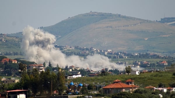 This photograph taken from the southern Lebanese area of Nabatieh shows smoke rising from the site of an Israeli airstrike that targeted the village of Kfar Tibnit on May 11, 2026. Lebanon was drawn into the Middle East war on March 2 when Tehran-backed m