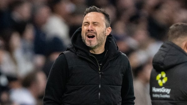 LONDON, ENGLAND - MAY 11: Roberto De Zerbi, manager of Tottenham Hotspur reacts during the Premier League match between Tottenham Hotspur and Leeds United at Tottenham Hotspur Stadium on May 11, 2026 in London, England. (Photo by Sebastian Frej/MB Media/G