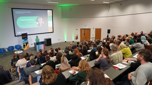 President Catherine Connolly addressing DCU climate conference