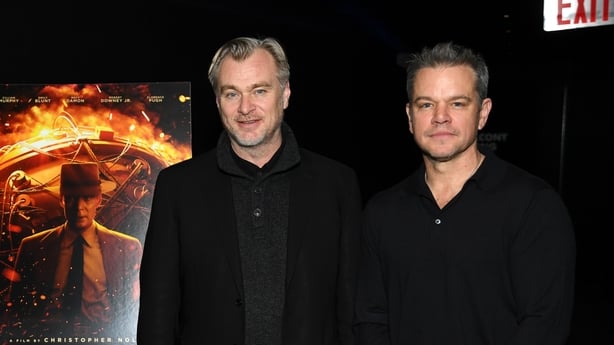 NEW YORK, NEW YORK - JANUARY 31: (L-R) Emma Thomas, Christopher Nolan, and Matt Damon attend as Universal Pictures presents a special OPPENHEIMER Screening and Q&A with Christopher Nolan, Emma Thomas, and Matt Damon at AMC Lincoln Square Theater on January 31, 2024 in New York City. (Photo by Noam G