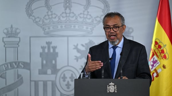 MADRID, SPAIN - MAY 12: Spanish Prime Minister Pedro Sanchez (not seen) and World Health Organization (WHO) Director-General Tedros Adhanom Ghebreyesus evaluate the situation caused by the hantavirus crisis during a joint press conference at the Moncloa P