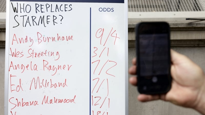 A betting company's odds on contenders to be the next leader of Britain's Labour party