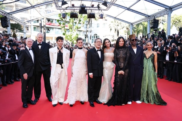CANNES, FRANCE - MAY 12: Jury Members Paul Laverty, Stellan Skarsgård, Diego Céspedes, Laura Wandel, Jury President Park Chan-wook, Demi Moore, Chloé Zhao, Isaach de Bankolé and Ruth Negga attends the opening ceremony and "La Vénus Electrique" (The Electric Venus) screening during the 79th annual Ca