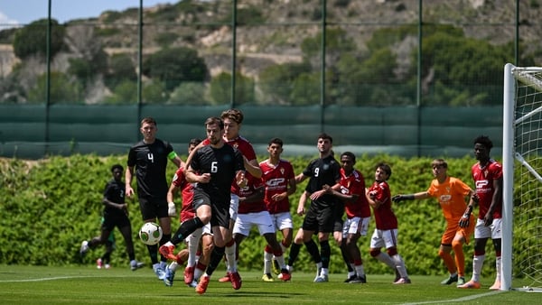 12 May 2026; Jayson Molumby of Republic of Ireland wins the ball from a corner during a friendly match between Republic of Ireland and Real Murcia 'B' at La Finca Resort in Alicante, Spain. Photo by Stephen McCarthy/Sportsfile