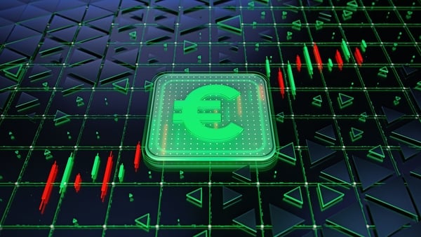 Currency exchange rate on a candlestick chart trading background