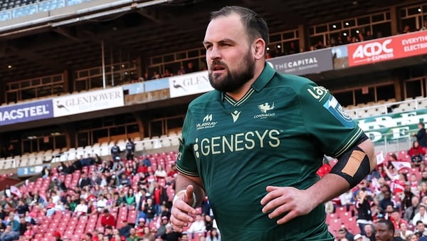 25 April 2026; Jack Aungier of Connacht runs out for his hundredth cap before the United Rugby Championship match between Lions and Connacht at Ellis Park in Johannesburg, South Africa. Photo by Shaun Roy/Sportsfile
