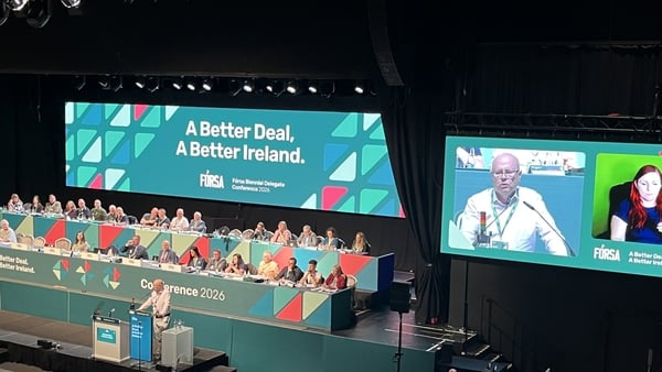 Kevin Callinan, Fórsa General Secretary delivering his address at the union's conference