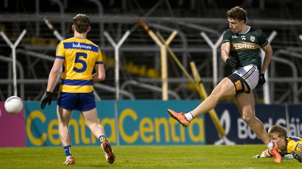 Tomás Kennedy of Kerry scores his side's third goal during the Dalata Hotel Group GAA Football All-Ireland U20 Championship semi-final match between Kerry and Roscommon at FBD Semple Stadium in Thurles, Tipperary. 