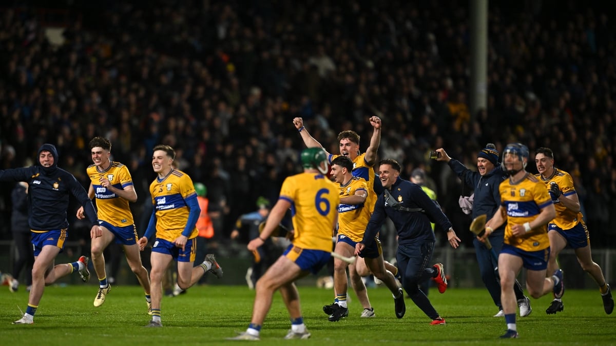 Clare celebrate their dramatic win against Tipperary in the Munster U20 hurling