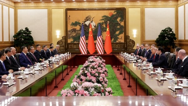 US President Donald Trump and Chinese President Xi Jinping attend a bilateral meeting at the Great Hall of the People in Beijing, China