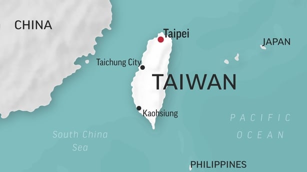 A map showing Taiwan's location off the Chinese coast