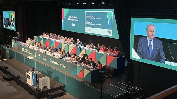 Taoiseach Micheál Martin addresses the Fórsa biennial conference in Killarney