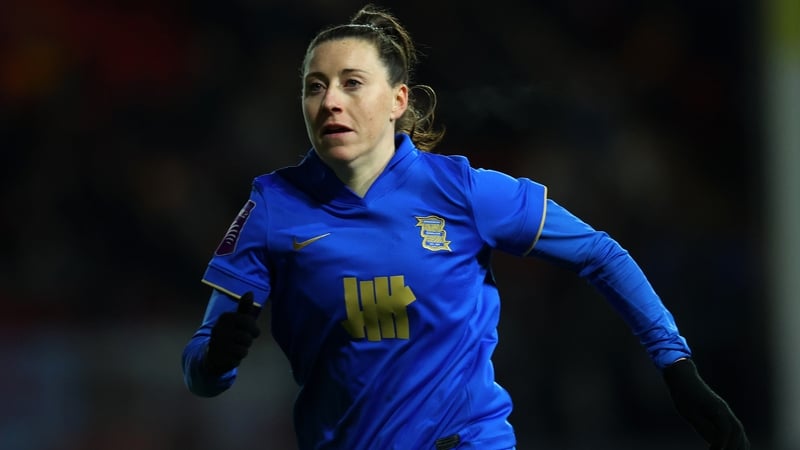 Lucy Quinn of Birmingham City looks on during the Subway Women's League Cup match between Aston Villa and Birmingham City at Pallet-Track Bescot Stadium on November 21, 2025 in Walsall, England.