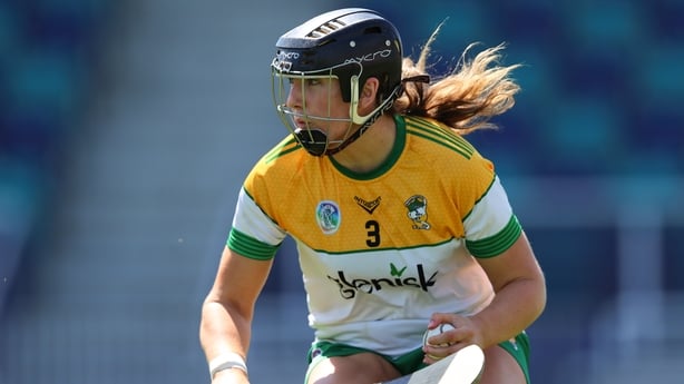 REPRO FREE ***PRESS RELEASE NO REPRODUCTION FEE*** EDITORIAL USE ONLYGlen Dimplex All-Ireland Intermediate Camogie Championship Semi-Final, St. Conleth's Park, Kildare 12/7/2025 Antrim vs OffalyOffaly's Amy ByrneMandatory Credit ©INPHO/Leah Scholes