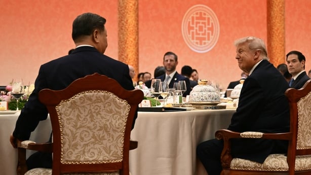 US President Donald Trump and China's President Xi Jinping attend a state banquet in Beijing