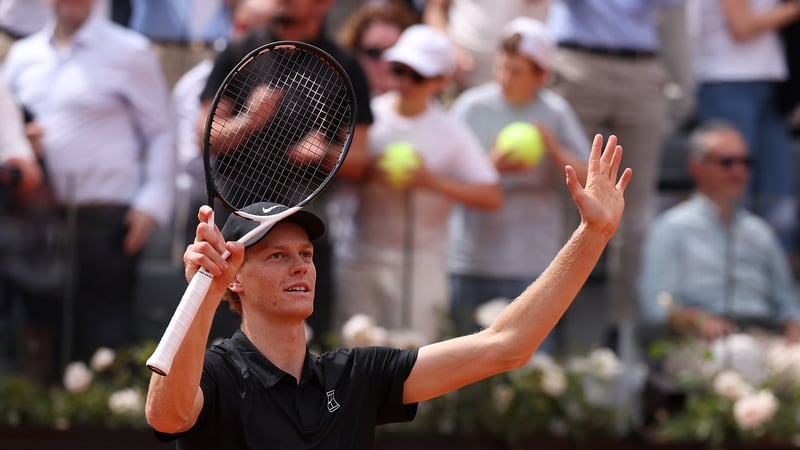 ROME, ITALY - MAY 14: Jannik Sinner of Italy acknowledges the fans after victory against Andrey Rublev in the Men's Singles Quarterfinal match on day ten of the Internazionali BNL D'Italia at Foro Italico on May 14, 2026 in Rome, Italy. (Photo by Emmanuel