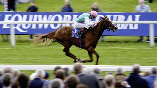 YORK, ENGLAND - MAY 14: Colin Keane riding Item win The Al Basti Equiworld Dubai Dante Stakes at York Racecourse on May 14, 2026 in York, England. (Photo by Alan Crowhurst/Getty Images)