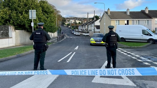 Officers from the PSNI at the scene, following the attempted murder of two officers in Strabane