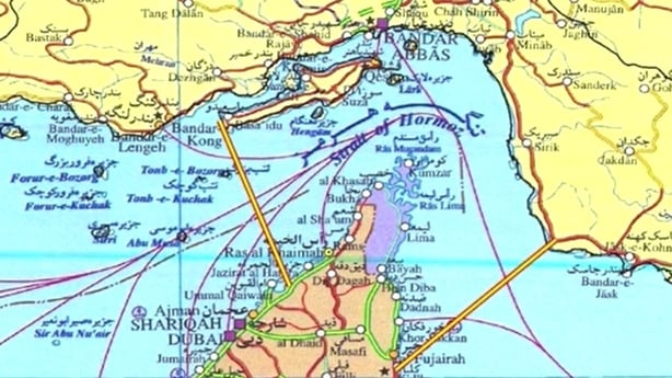 A map released by Iran's Revolutionary Guard Corps on 4 May asserting its control over the Strait of Hormuz (Reuters screengrab)