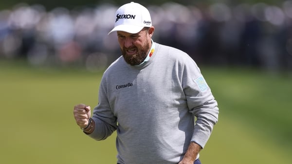 NEWTOWN, PENNSYLVANIA - MAY 14: Shane Lowry of Ireland celebrates on the seventh green during the first round of the PGA Championship at Aronimink Golf Club on May 14, 2026 in Newtown, Pennsylvania. (Photo by Carl Recine/Getty Images)