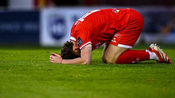 Sam Bone of Shelbourne during the SSE Airtricity Men's Premier Division match between Shelbourne and Sligo Rovers at Tolka Park in Dublin.