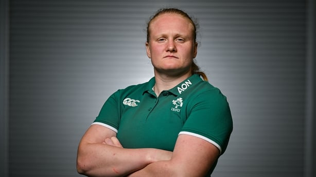 14 May 2026; Aoife Wafer poses for a portrait after an Ireland Women's Rugby media conference at the IRFU High Performance Centre in Dublin. Photo by Brendan Moran/Sportsfile